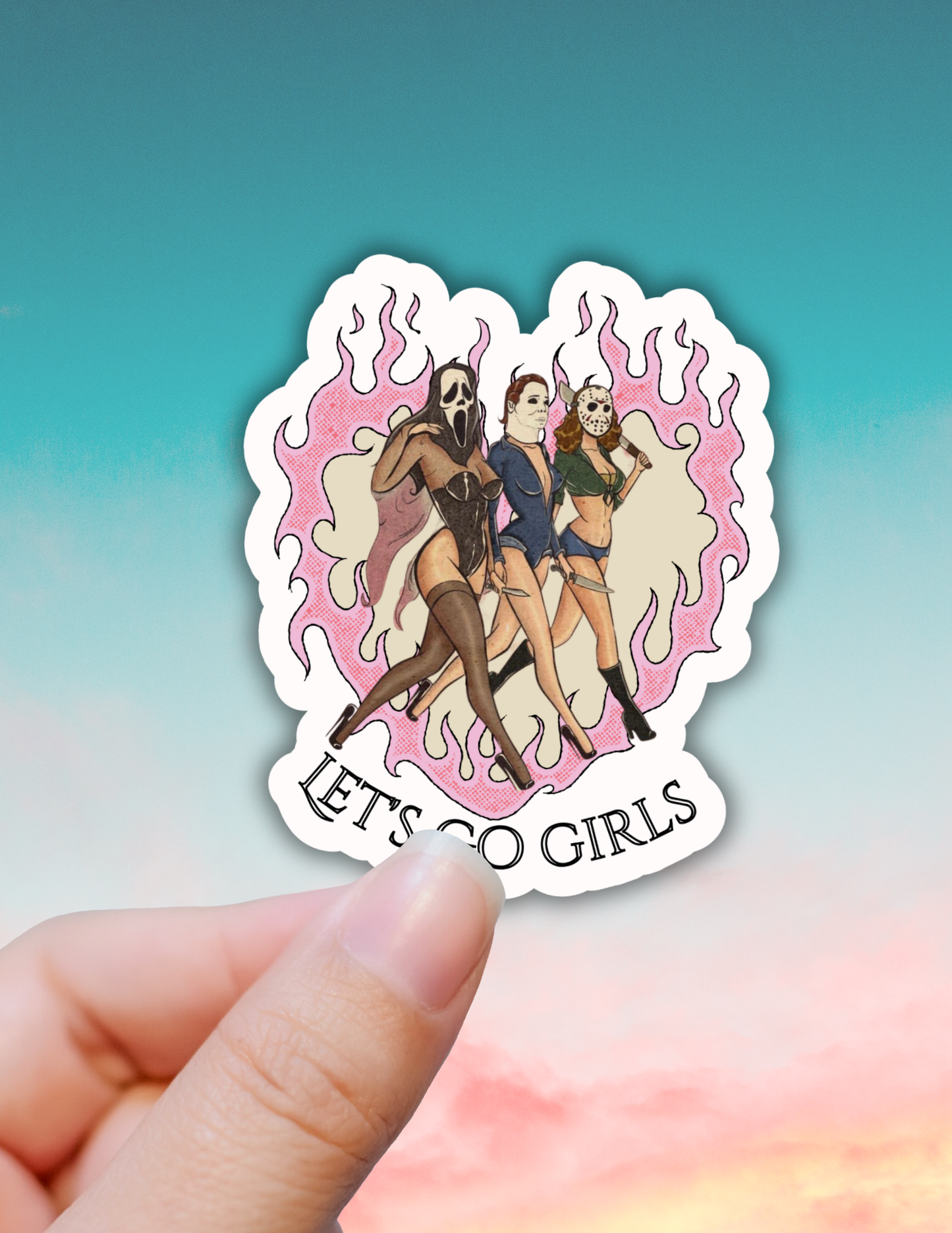 Lets go girls funny halloween sticker, laptop decals