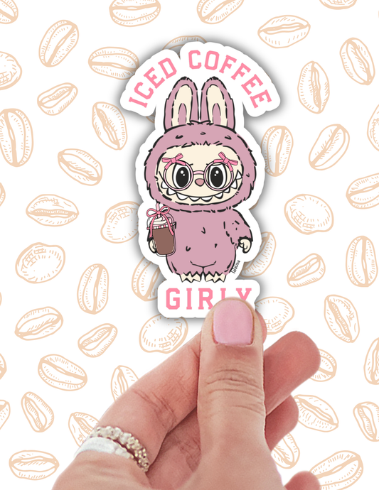Iced coffee girly sticker cute monster vinyl laptop decal