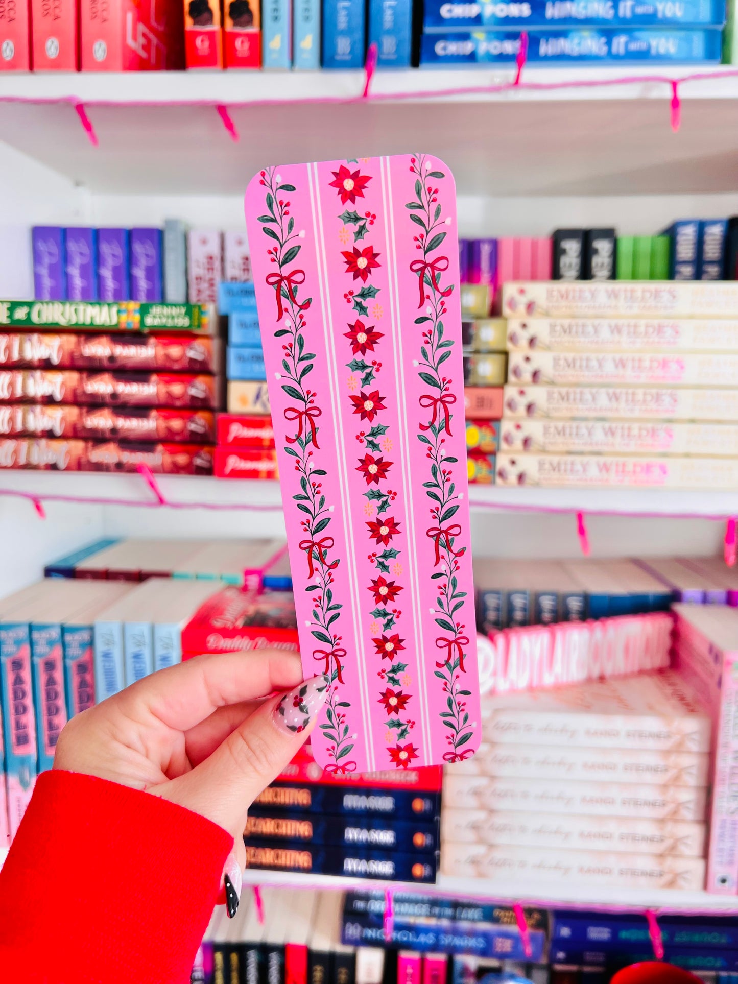 Pink Poinsettias - Bookmark