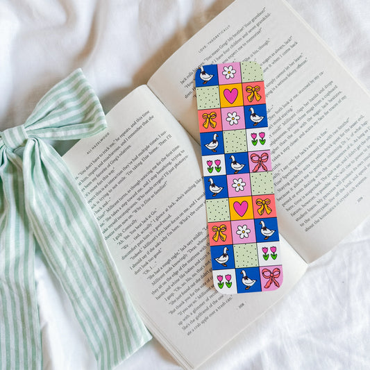 Ducks and Flowers Patchwork Bookmark