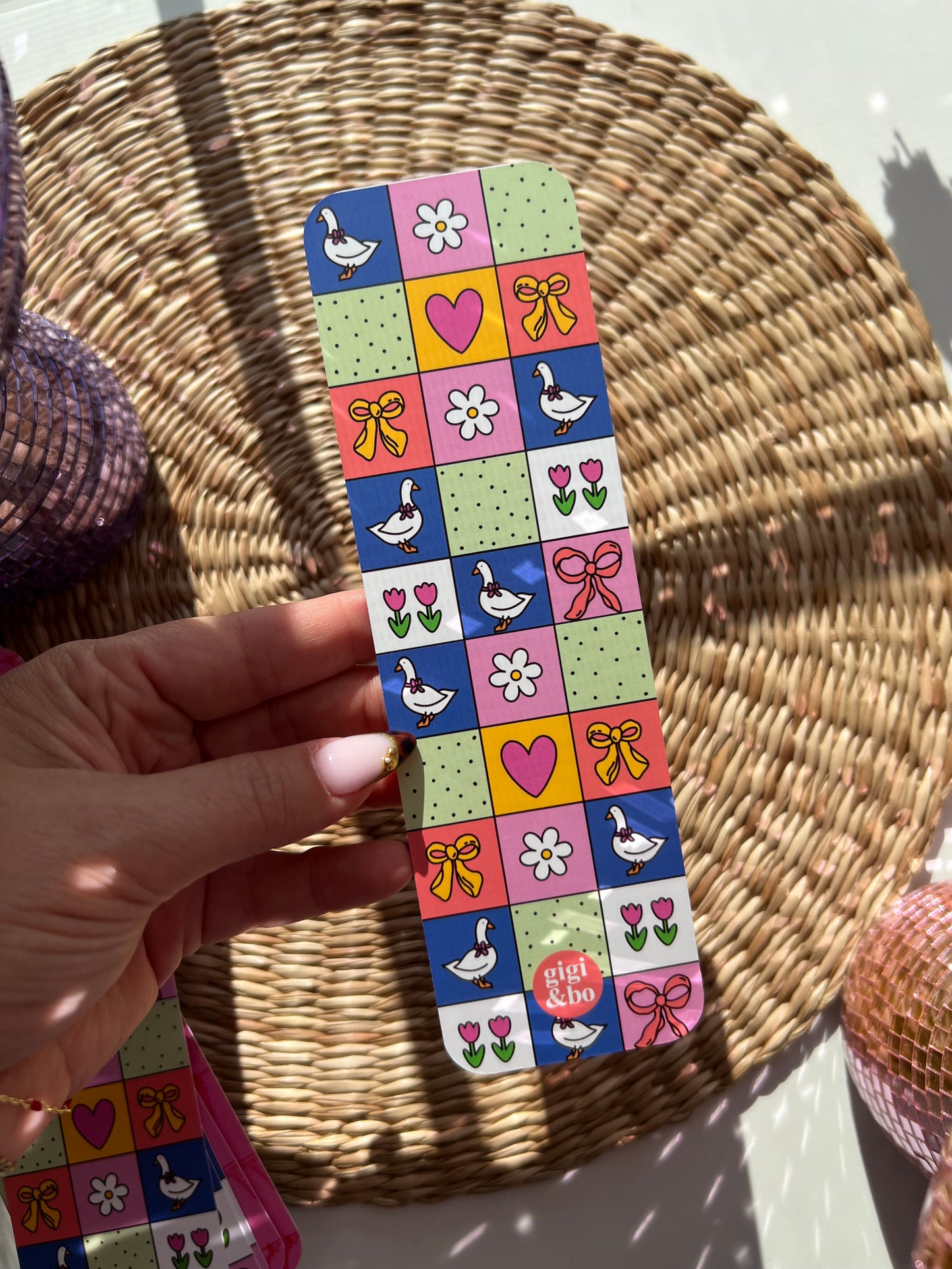 Ducks and Flowers Patchwork Bookmark