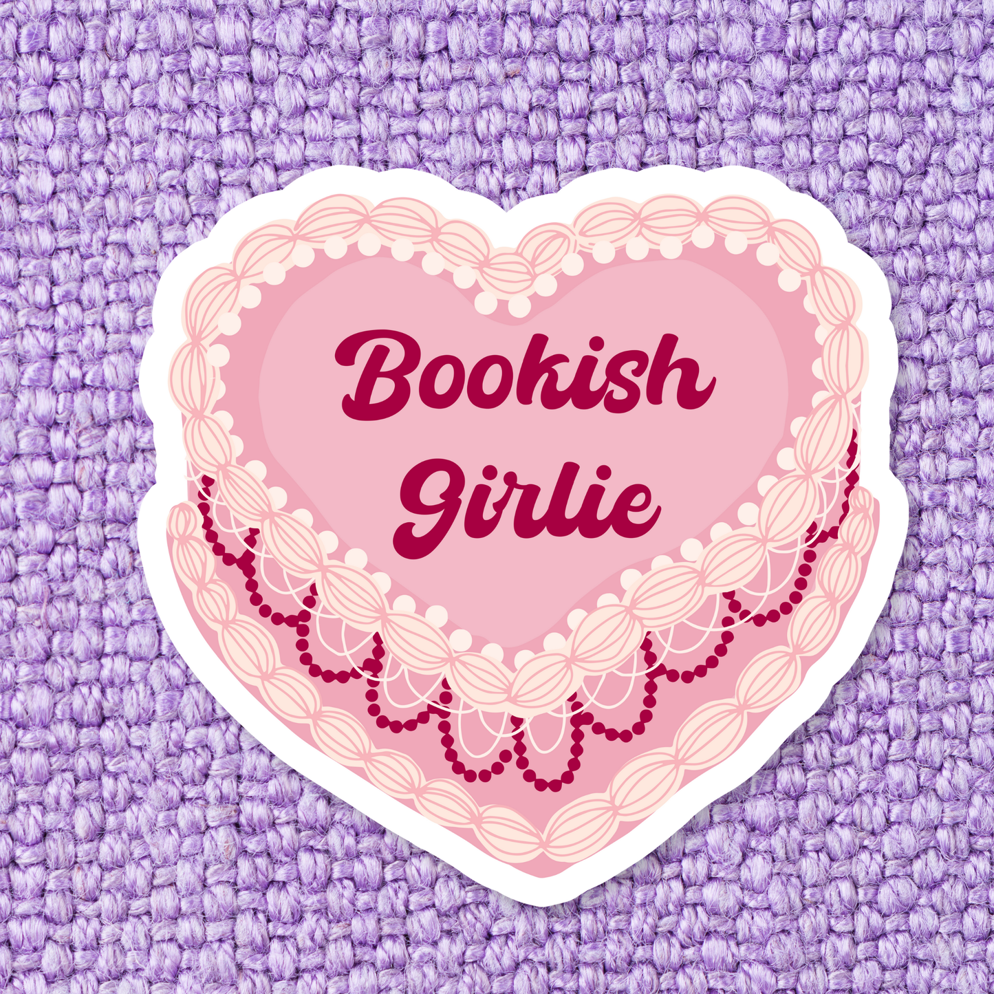 Bookish Girlie Pink Coquette Cake Sticker