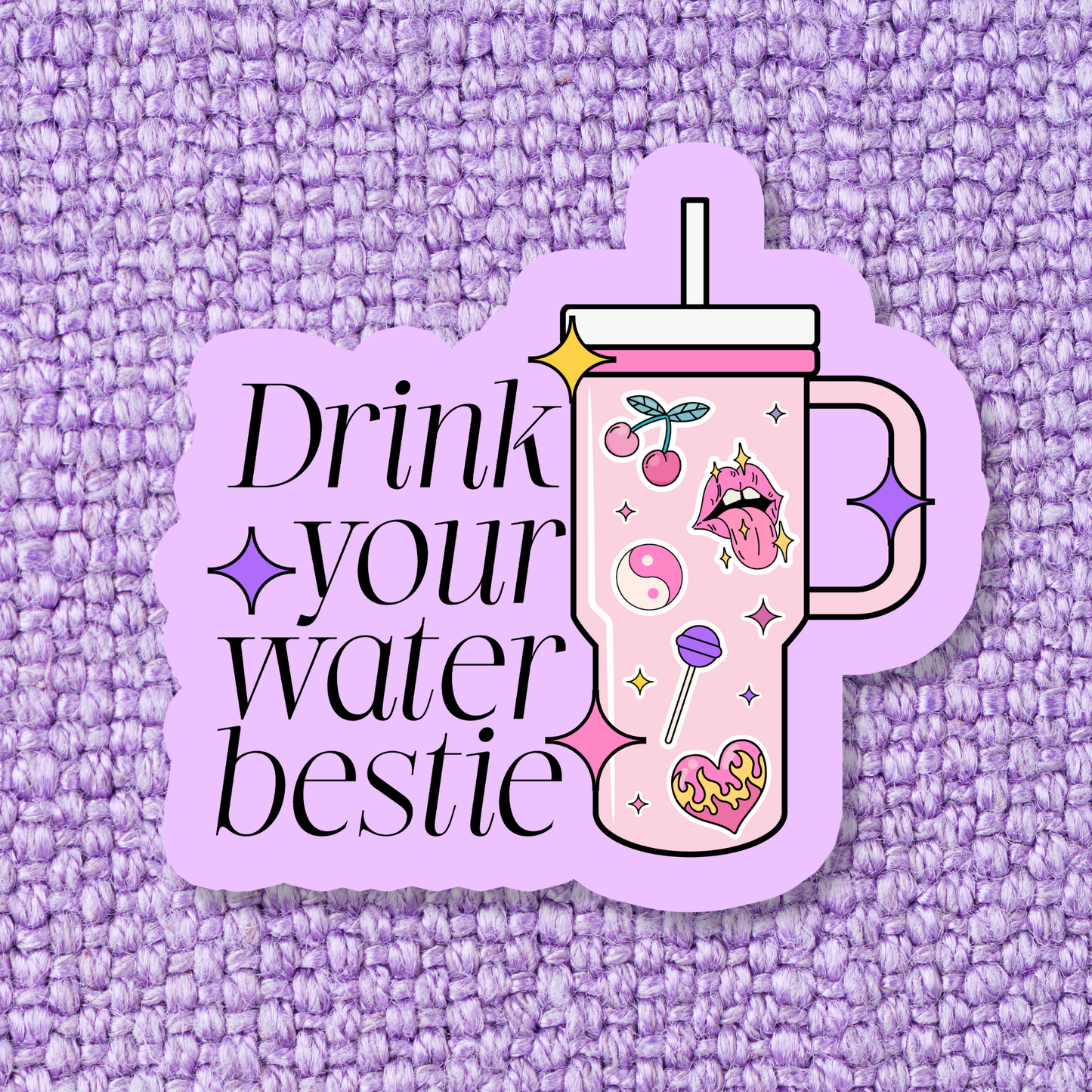 Drink your Water Funny Hydrate Waterproof Vinyl Sticker: Standard: Loose Stickers / Clear