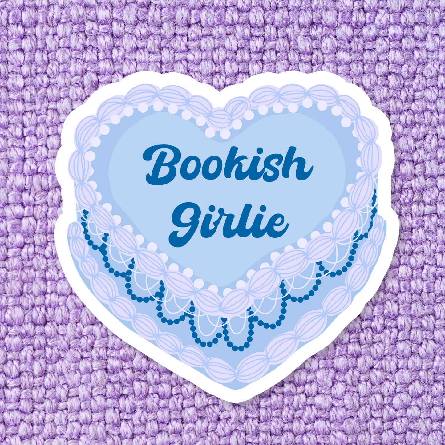 Bookish Girlie Blue Coquette Cake Sticker