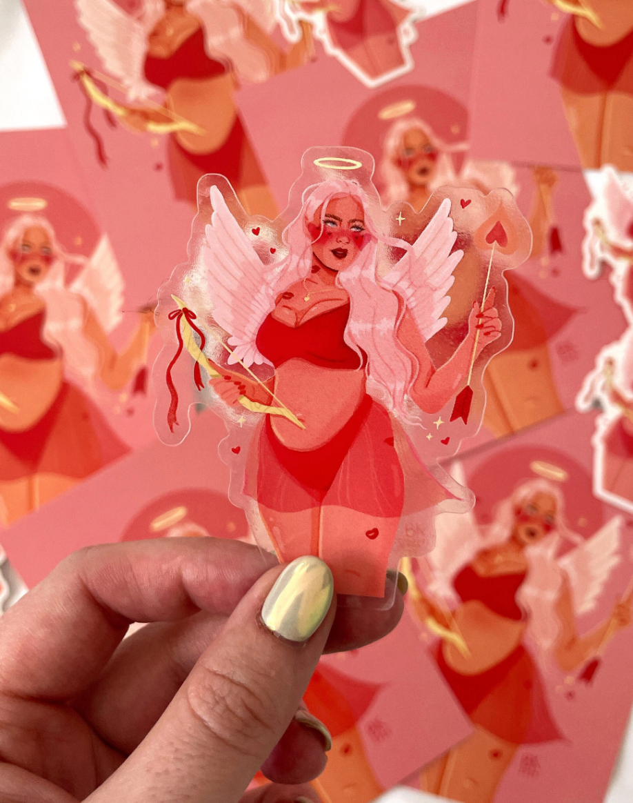 Brittany Keller, Curvy Cupid Clear Back Sticker