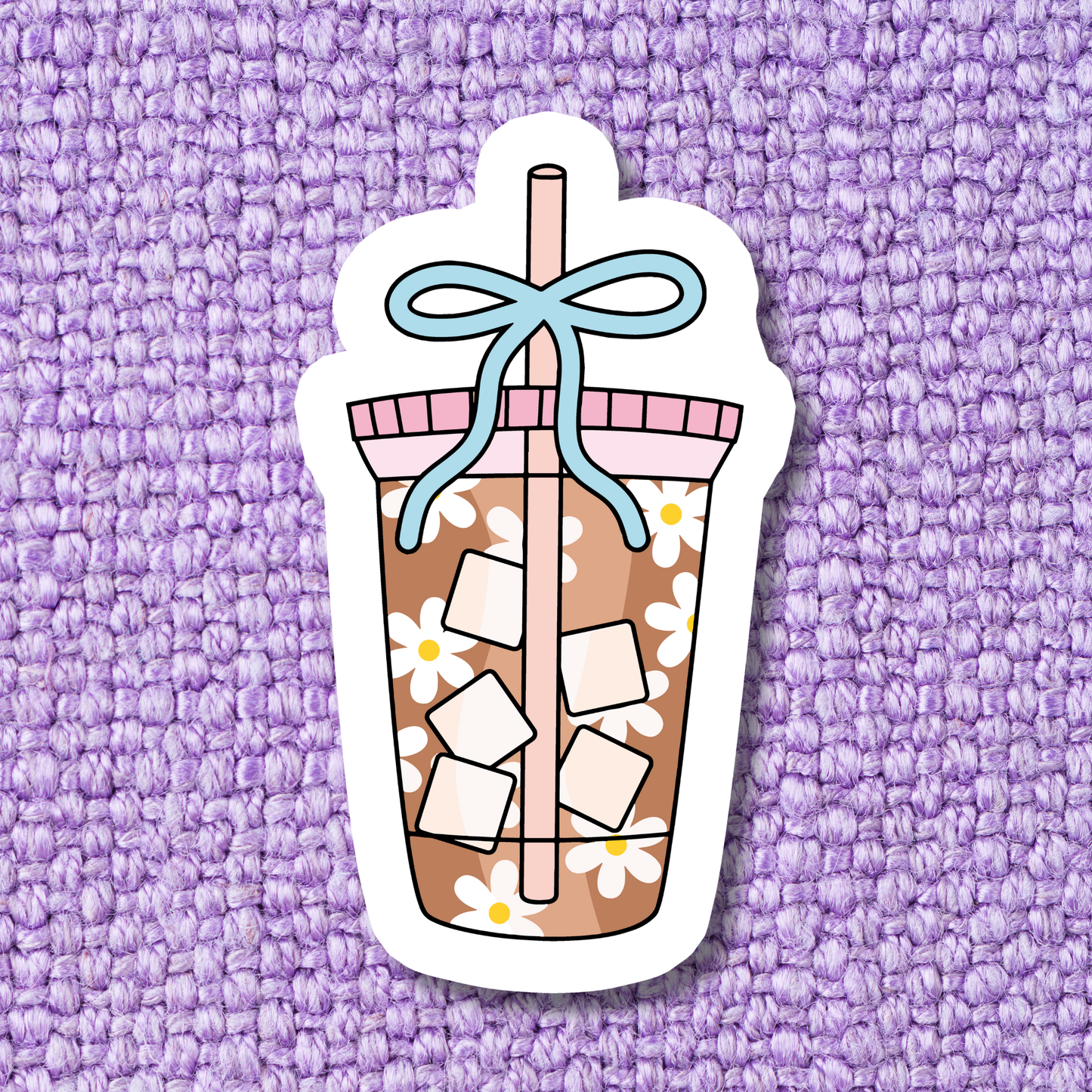 Coffee Cute Caffeine Iced Coffee Waterproof Vinyl Sticker: Standard: Loose Stickers / Clear