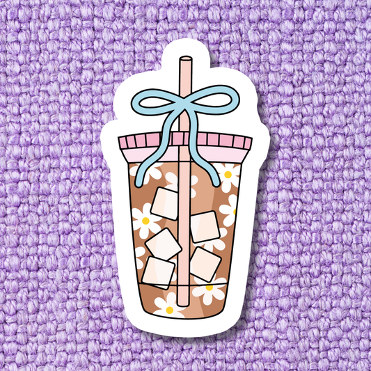 Coffee Cute Caffeine Iced Coffee Waterproof Vinyl Sticker: Standard: Loose Stickers / Clear