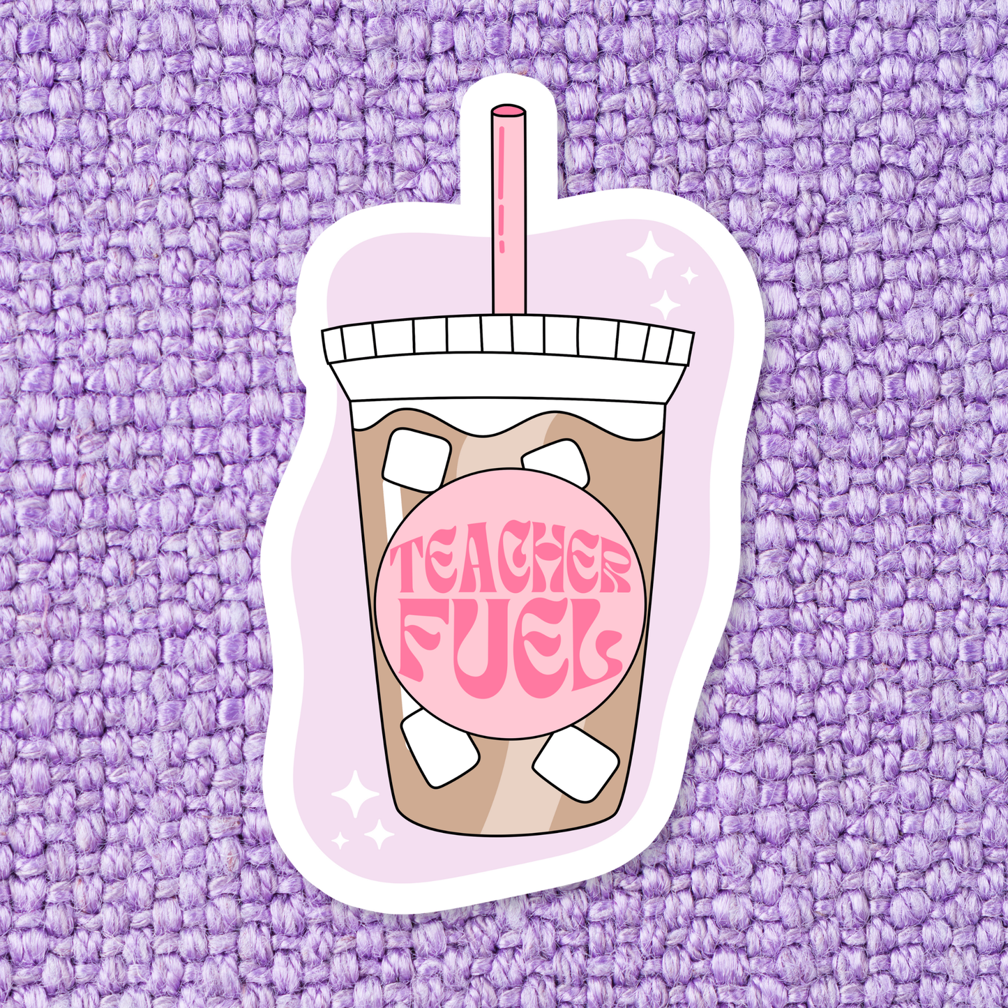 Funny Teacher Iced Coffee Waterproof Vinyl Sticker: Standard: Loose Stickers / Clear