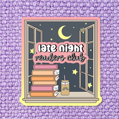 Late Night Readers Bookish Waterproof Vinyl Sticker RB4: Standard: Loose Stickers / Clear