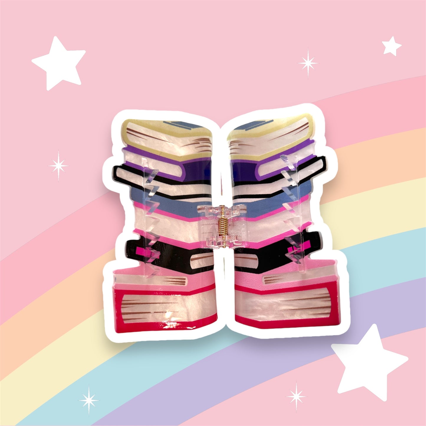 Bookish Hair Claw Clip (Pink/Black)