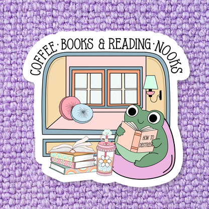 Book Bookish Bookstore Frog Waterproof Vinyl Sticker RB4: Standard: Loose Stickers / Clear