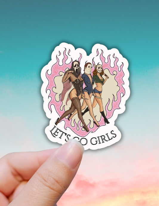 Lets go girls funny halloween sticker, laptop decals