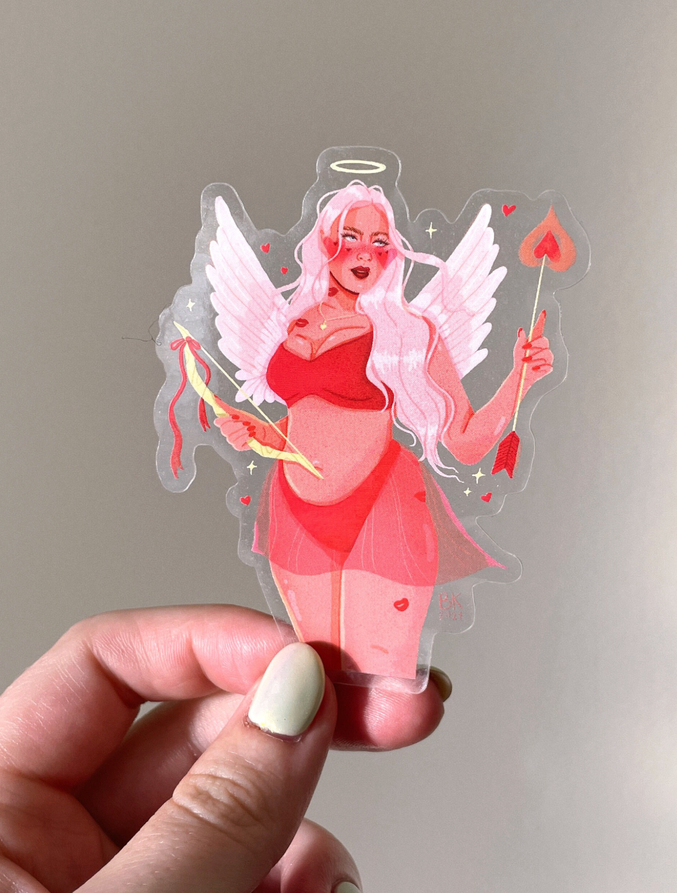 Brittany Keller, Curvy Cupid Clear Back Sticker