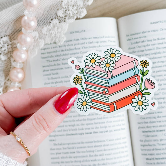Spring Book Stack Sticker : Mini