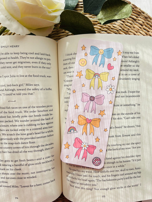 Rainbow Ribbons Bookmark - Handmade