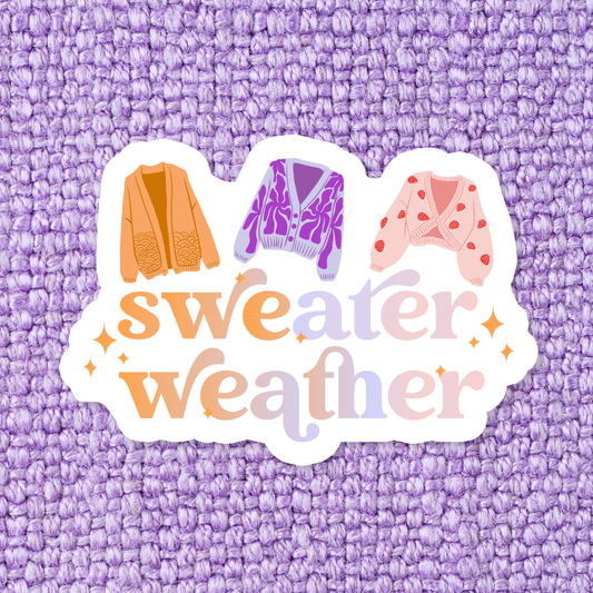 Sweater Weather Fall Autumn Waterproof Vinyl Sticker: Standard: Loose Stickers / Clear