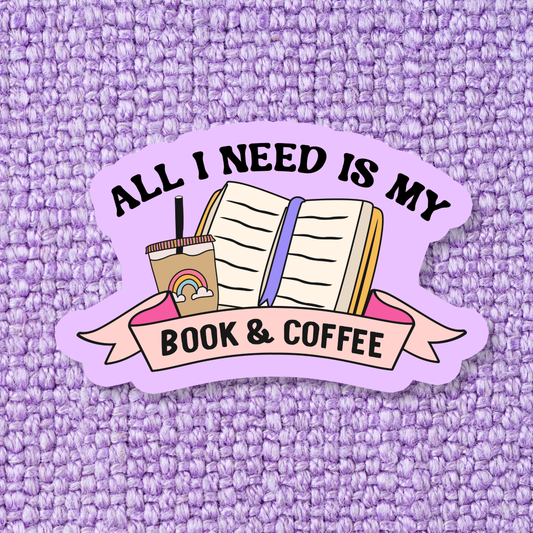 Bookish and Coffee Books Book TBR Waterproof Vinyl Sticker: Standard: Loose Stickers / Clear