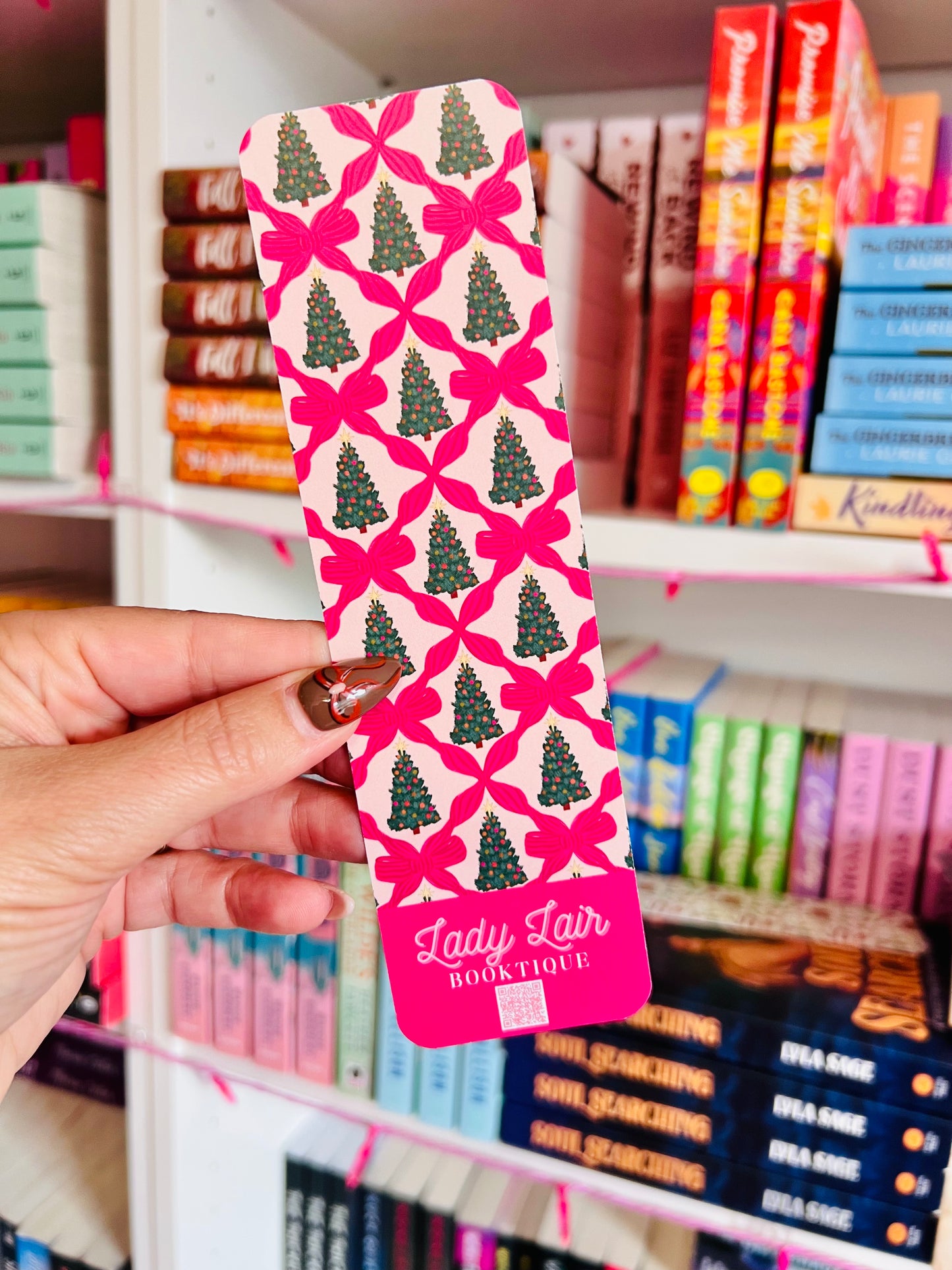 Pink Bows & Christmas Trees Bookmark by ✨Lady Lair✨
