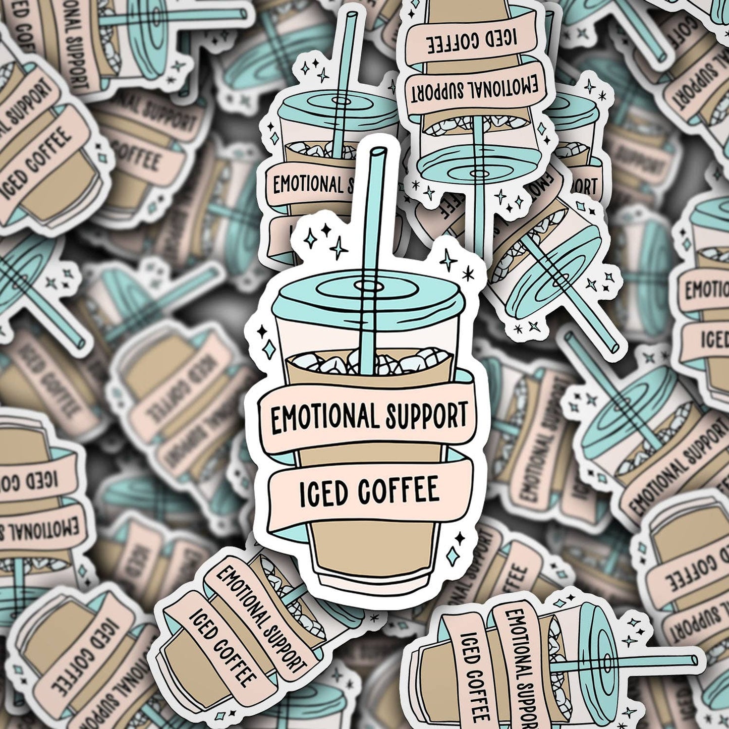 Vinyl Die Cut Decal Emotional Support Iced Coffee