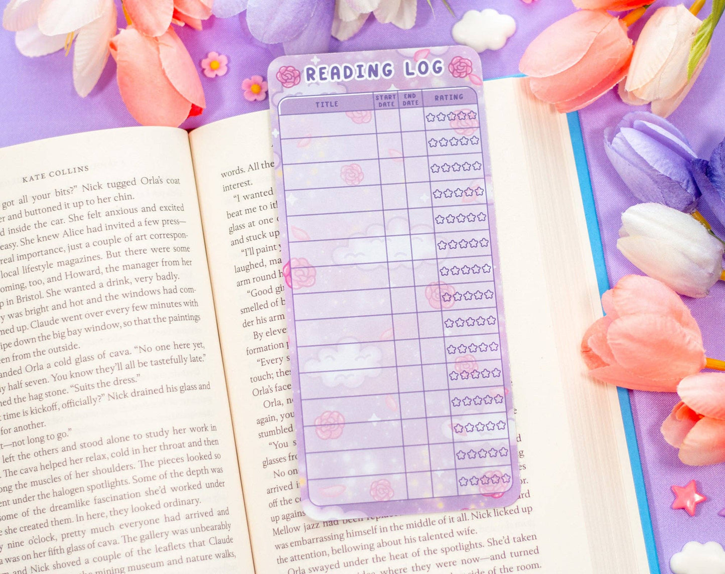 Pastel Academia Reading Log Bookmark