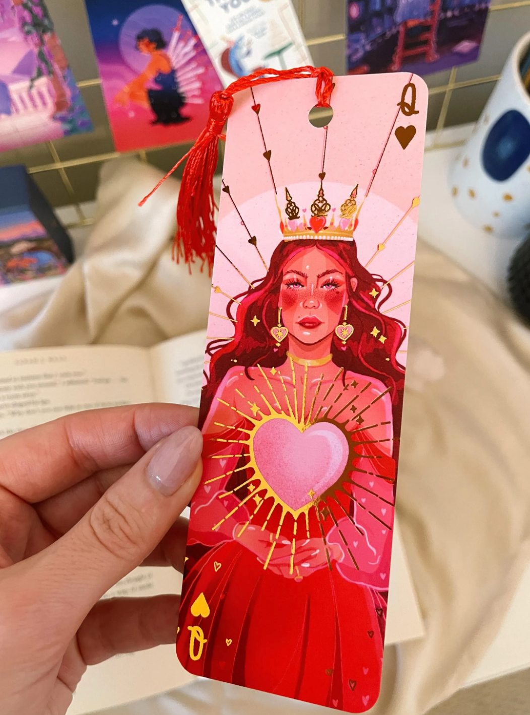 Brittany Keller, Queen of Hearts Rose Gold Foil Bookmark