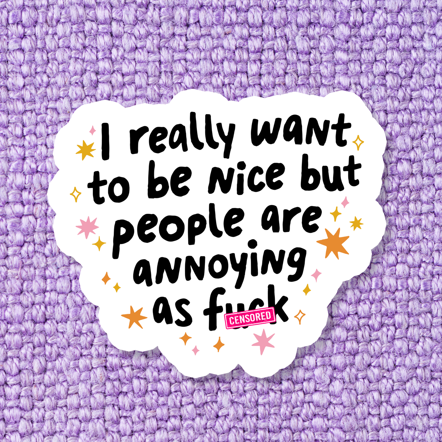 Funny Hate People Relatable Waterproof Vinyl Sticker: Standard: Loose Stickers / Clear